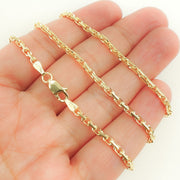 14K Solid Yellow Gold Diamond Cut Box Link Chain